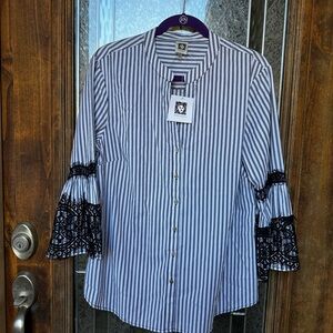 Anne Klein Monochrome Striped Top